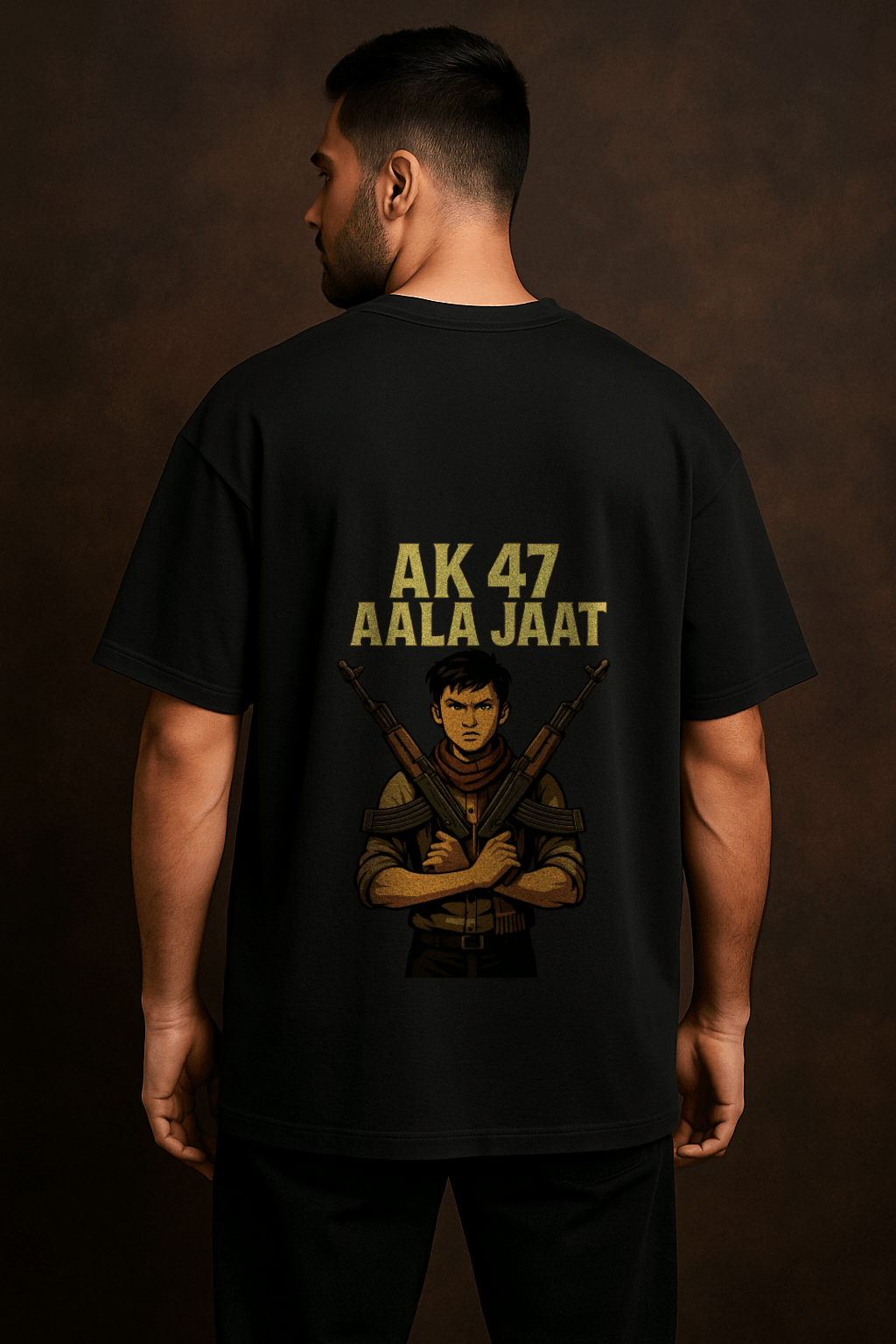 AK 47 AALA JAAT – Oversized Black T-Shirt | Label Jaat Drop 1 - Label Jaat