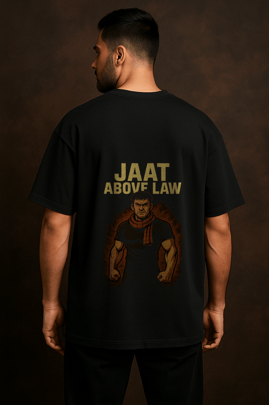 JAAT ABOVE LAW – Oversized Black T-Shirt | Label Jaat Drop 1 - Label Jaat 