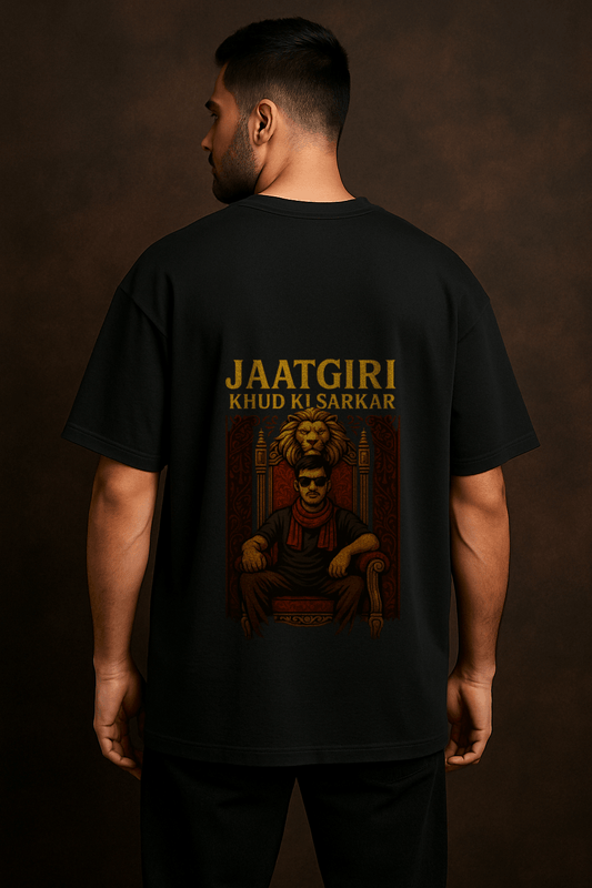 JAATGIRI: Khud Ki Sarkar – Oversized Black T-Shirt | Label Jaat Drop 1
