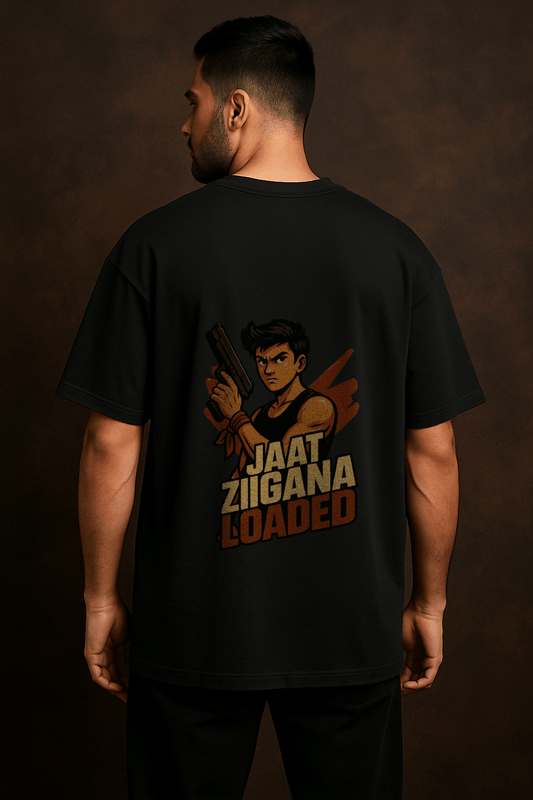 JAAT ZIGANA LOADED – Oversized Black T-Shirt | Label Jaat Drop 1